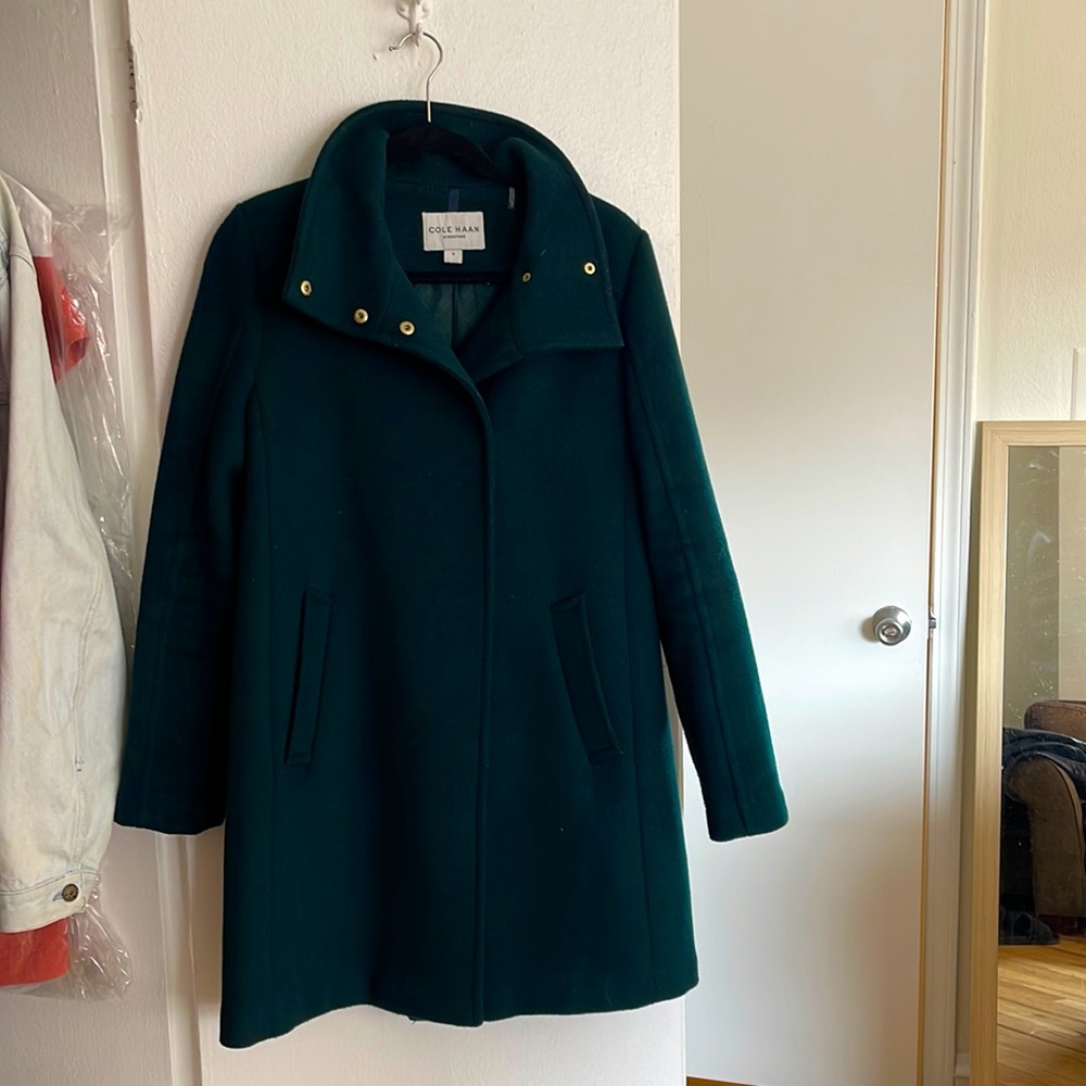 Cole Haan forest green pea coat